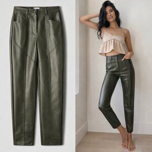 Aritzia Wilfred Rebel Leather Pants Olive / Army Green Size 2